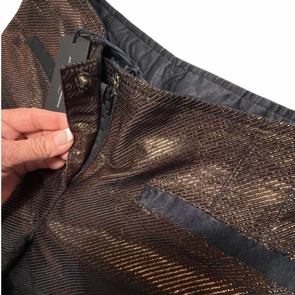 NWT Atos Lombardini Metallic Brown Wide-Leg Bermuda Women’s Shorts Sz 40 - Picture 12 of 15